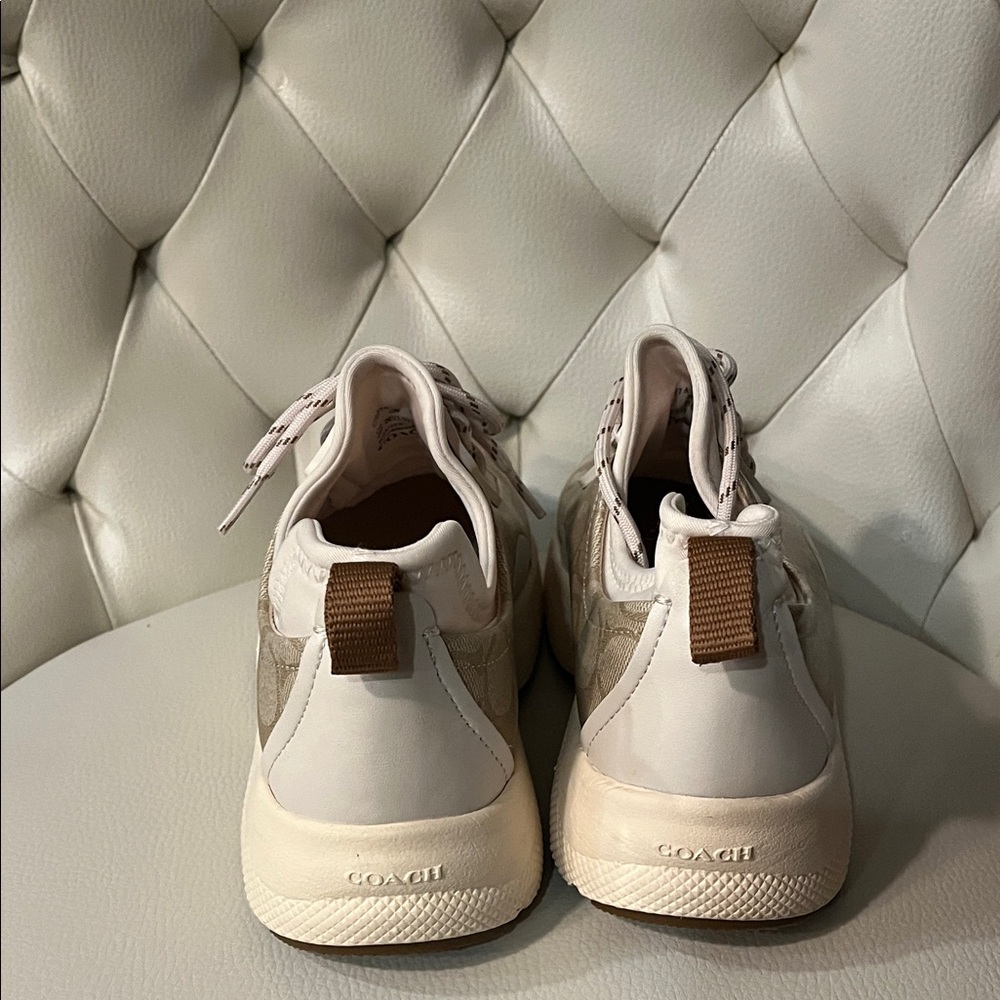 Coach Beige and White Signature Sneakers - Picture 5 of 8